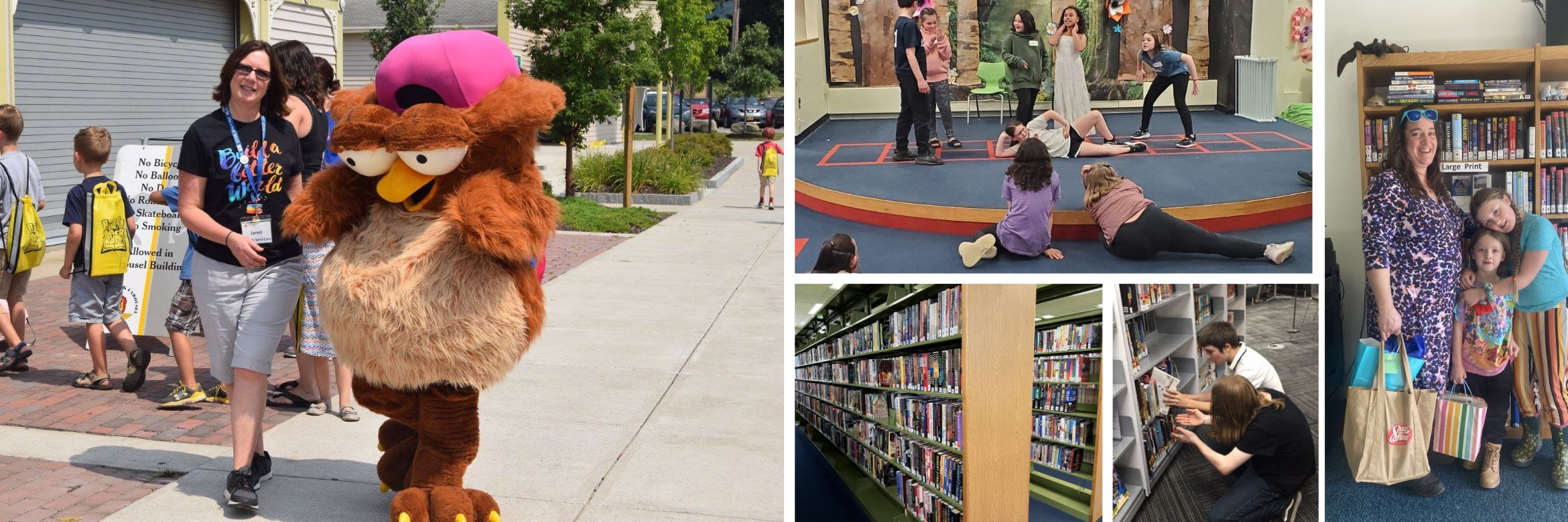 Collage of various patrons enjoying library events