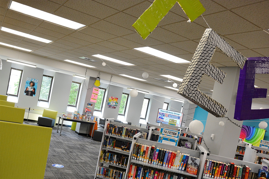 Colorful teen space in the library