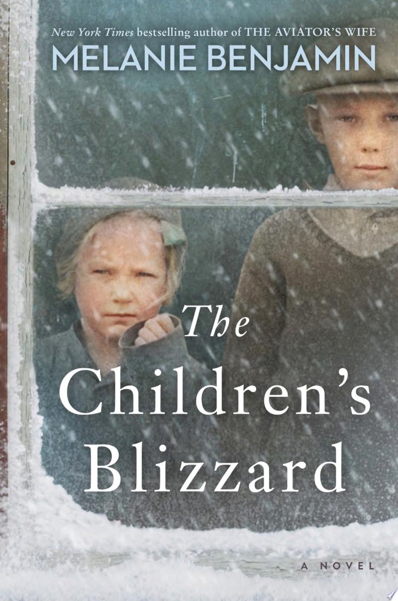 Cover for "The Children's Blizzard" showing two children looking out a window