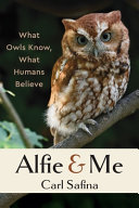 Photo of a Screech owl perched on a branch with title & author below