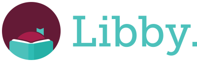 Libby logo: circle badge with head behind a book