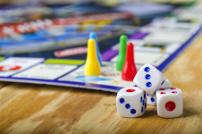 Board game and pieces on top of a table