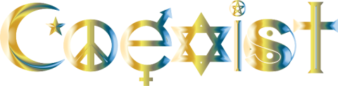 coexist made up of various religious symbols