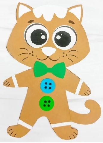 Gingerbread Cat with bowtie and buttons