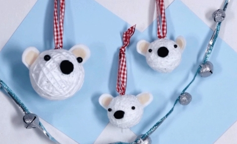 Yarn Polar Bear Ornament