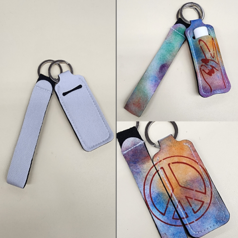 Sublimation chapstick holder with wristlet