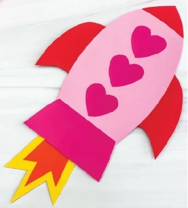 Picture of a rocket with hearts on it.