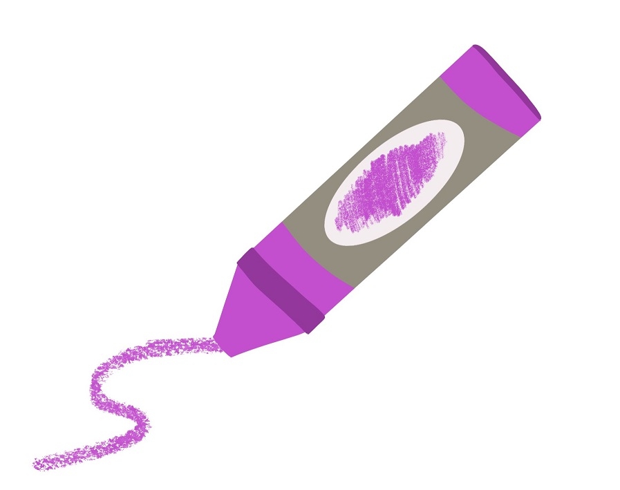 purple cartoon crayon