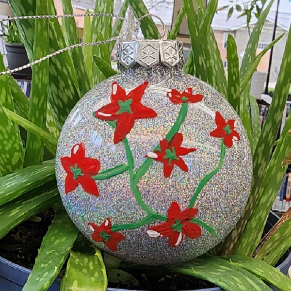 Hand painted glitter ornament