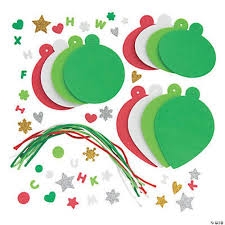 plain foam craft christmas ornaments strings, stickers, and decorative elements ready to assemble 